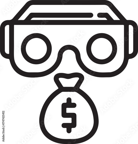 Virtual reality headset with money bag icon symbolizing metaverse investment
