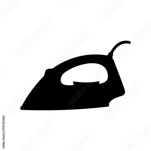 Silhouette of an electric iron used to press and flatten clothing