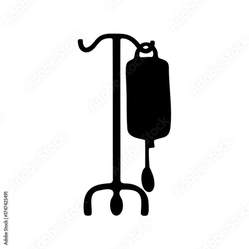 Silhouette illustration of an IV drip stand representing healthcare and medical treatment