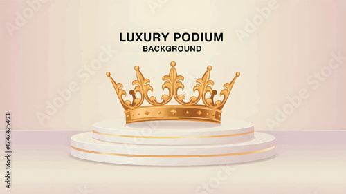 Golden Crown on a White Podium background with Gold Trim stage