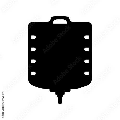 Silhouette of intravenous fluid bag used for medical treatment and infusion