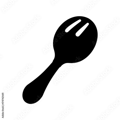 Stylized Slotted Spoon Silhouette for Salad Preparation in Black and White