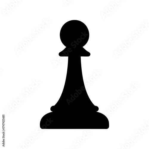 Isolated Pawn Piece in Black Silhouette on a White Background for Chess