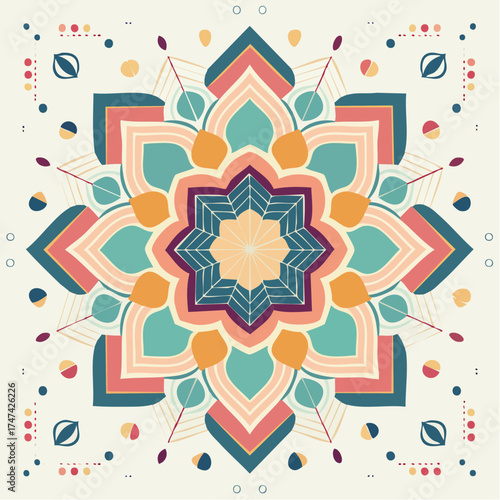 Mandala floral pattern with geometric elements