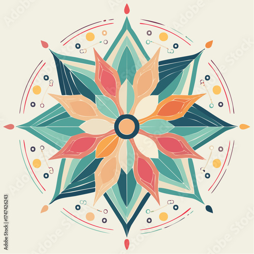 Floral mandala with transparent background