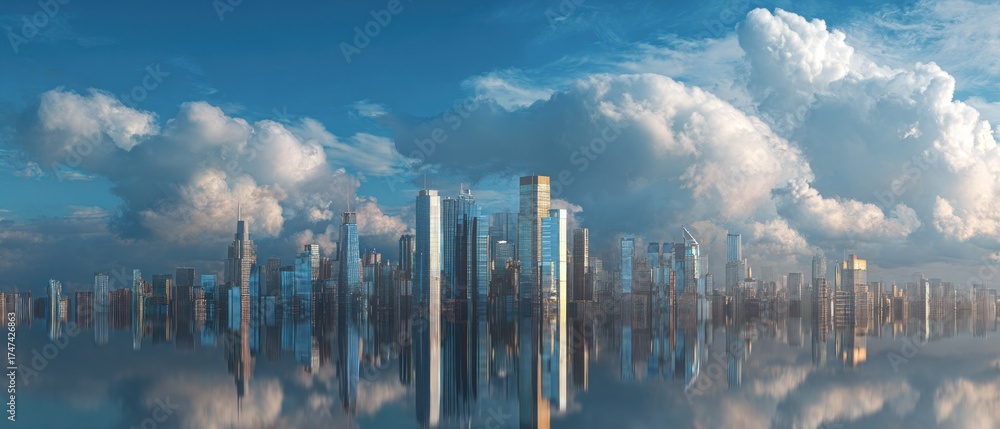 Obraz premium City skyline reflection