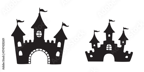 Scary haunted building silhouette Halloween spooky artwork vector