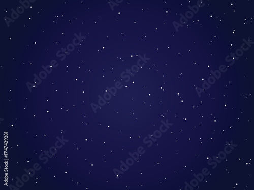 Blue seamless star pattern vector background, night sky texture for christmas and space themes.