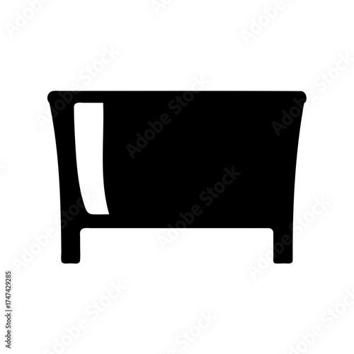 Iconic Black Silhouette of a Classic Bathtub with Subtle Reflected Light