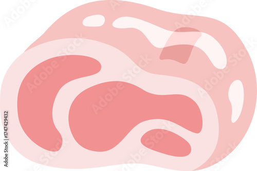 生の、豚肉ブロックのアイコンのイラスト