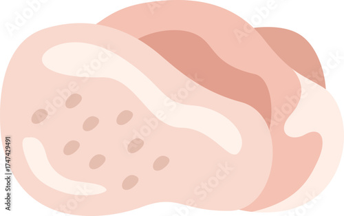 生の、鶏もも肉のアイコンのイラスト
