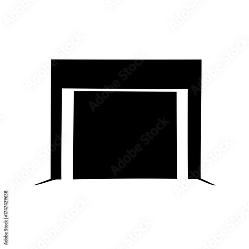 Abstract representation of a darkened doorway or entrance with stark contrast