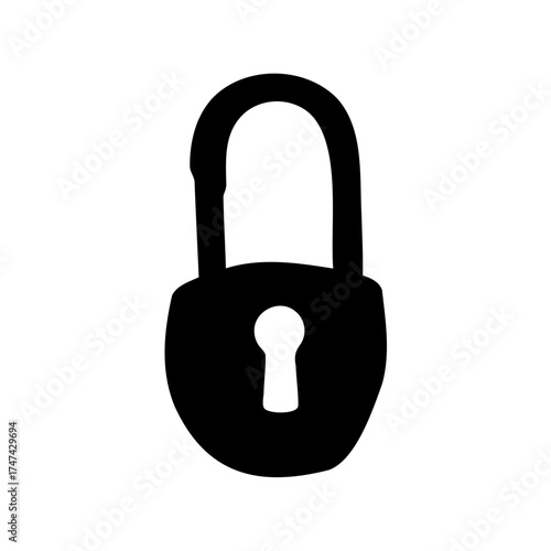 Simple illustration of a classic black padlock with a prominent keyhole