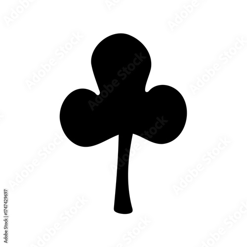 Isolated Black Trefoil Shape Symbolizing a Card Game Suite on White Background