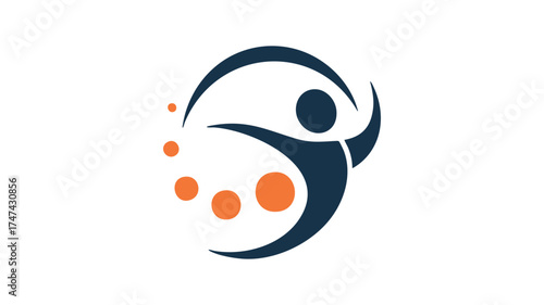Abstract human silhouette embracing growth and innovation with vibrant orbs