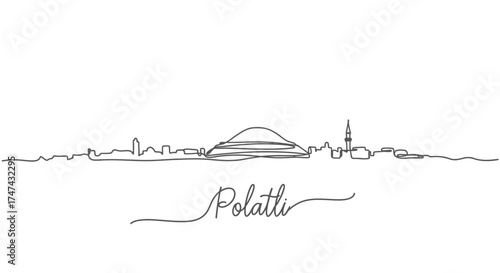 Polatli Skyline Continuous Line Drawing with Text