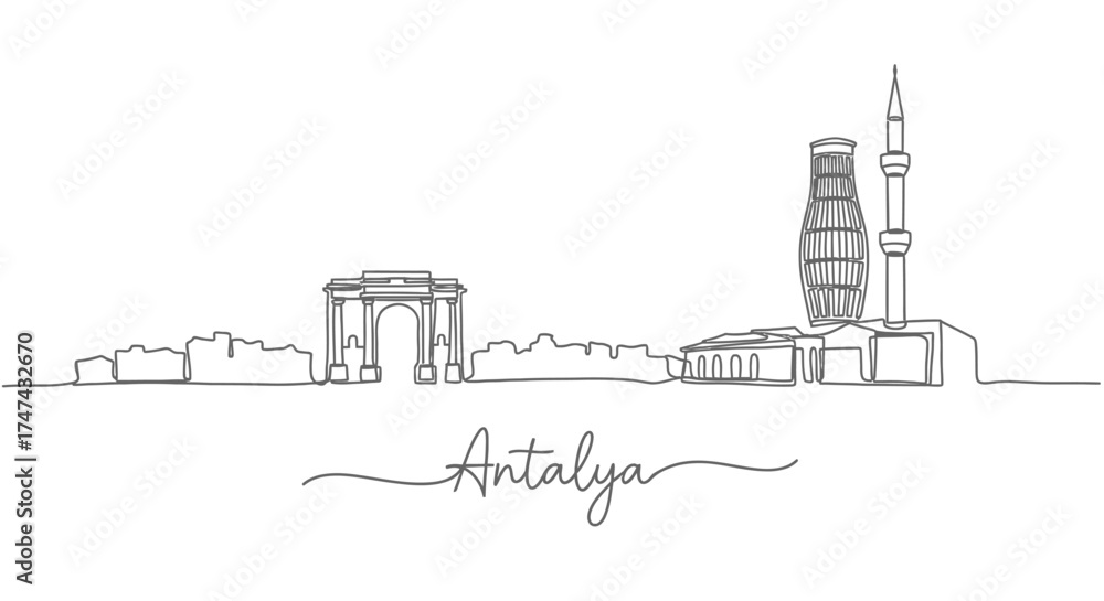 Obraz premium Antalya Skyline Continuous Line Drawing
