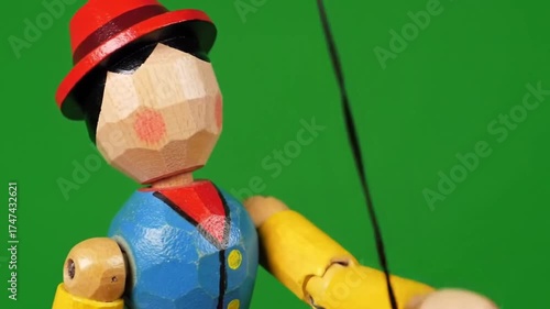 Wooden Puppet Character on Green Screen