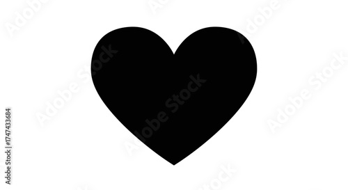 Black heart symbol against white background for design elements