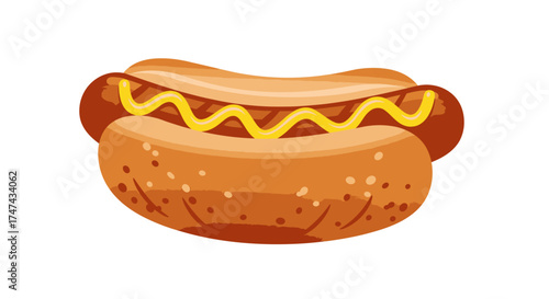 Isolated hot dog with mustard on a white background for food design elements