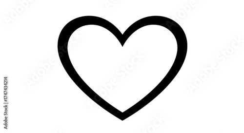 Simple black heart shape isolated on white background for various uses