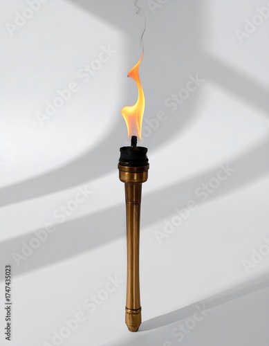 Burning torch against a plain background