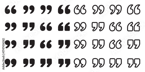 Quote icon vector illustration. Quotation mark sign and symbol. Set of quote mark . Quotation mark icon collection on white background. double quotation vector symbol.