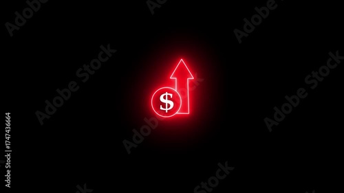 Money increases icon, dollar rate increase stretching arrow up icon. currency symbol with up arrow moving animation. Money, profit, arrow and dollar investment, finance and success concept