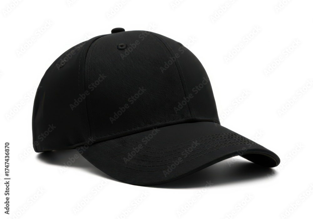 Fototapeta premium Black baseball cap isolated on white background