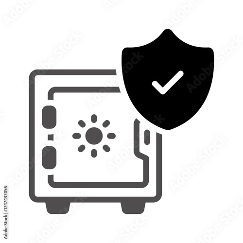 Vector solid black icon for Safe box