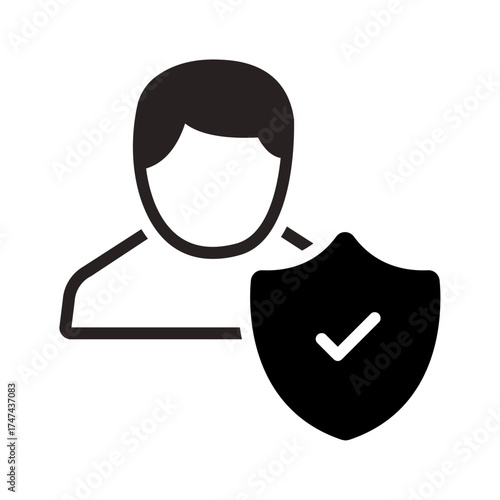 Vector solid black icon for Shield user