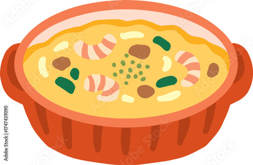 えびグラタンの手描きベクターイラスト
