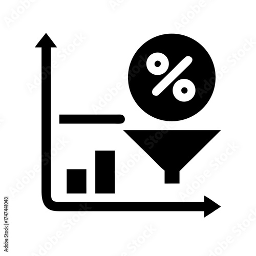 Graph with percentage funnel representing data analysis