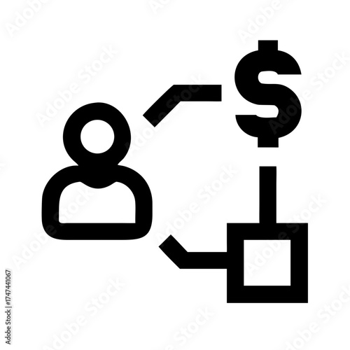 Financial transaction between person and dollar