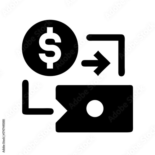 Dollar coin and money transfer representing transaction