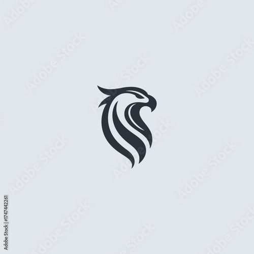 Simple eagle head line art majestic bird logo design.