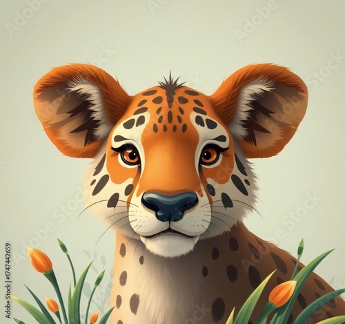 tiger, animal, cat, cartoon, vector, illustration, wild, mammal, zoo, wildlife, baby, animals, art, leopard, cub, predator, cheetah, nature, head, safari, feline, drawing, jungle, jaguar, cute