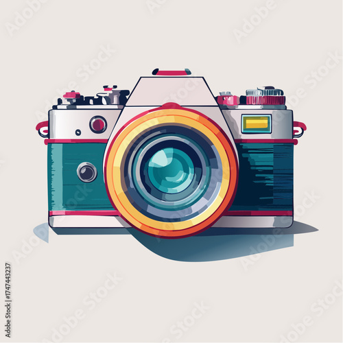 Vintage film camera with transparent background