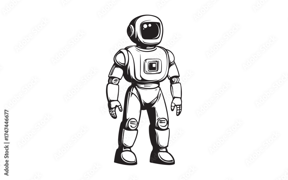 Fototapeta premium silhouette of a ai robot man