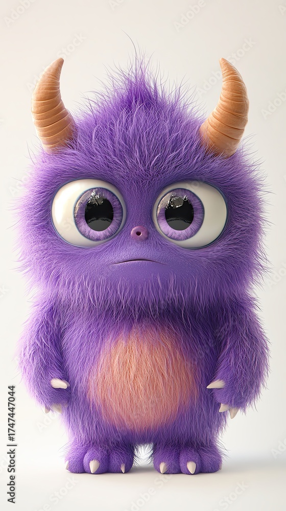 Fototapeta premium Adorable purple monster cartoon character design.