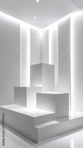 Wallpaper Mural Minimalist White Cube Display in a Lit Studio Corner Presentation Stage Torontodigital.ca
