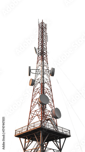 Massive communication tower broadcasting signals across vast distances