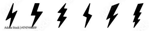 simple black lightning icon on white background