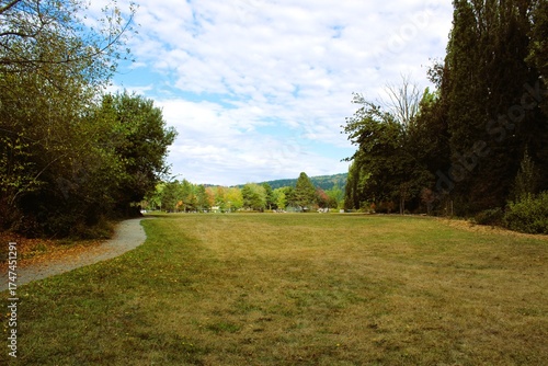 A park's open play field in early autumn