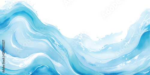 Abstract blue water wave illustration pattern with flowing lines for a fresh ocean design background