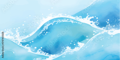 Abstract blue winter design with snowflakes and waves of light texture