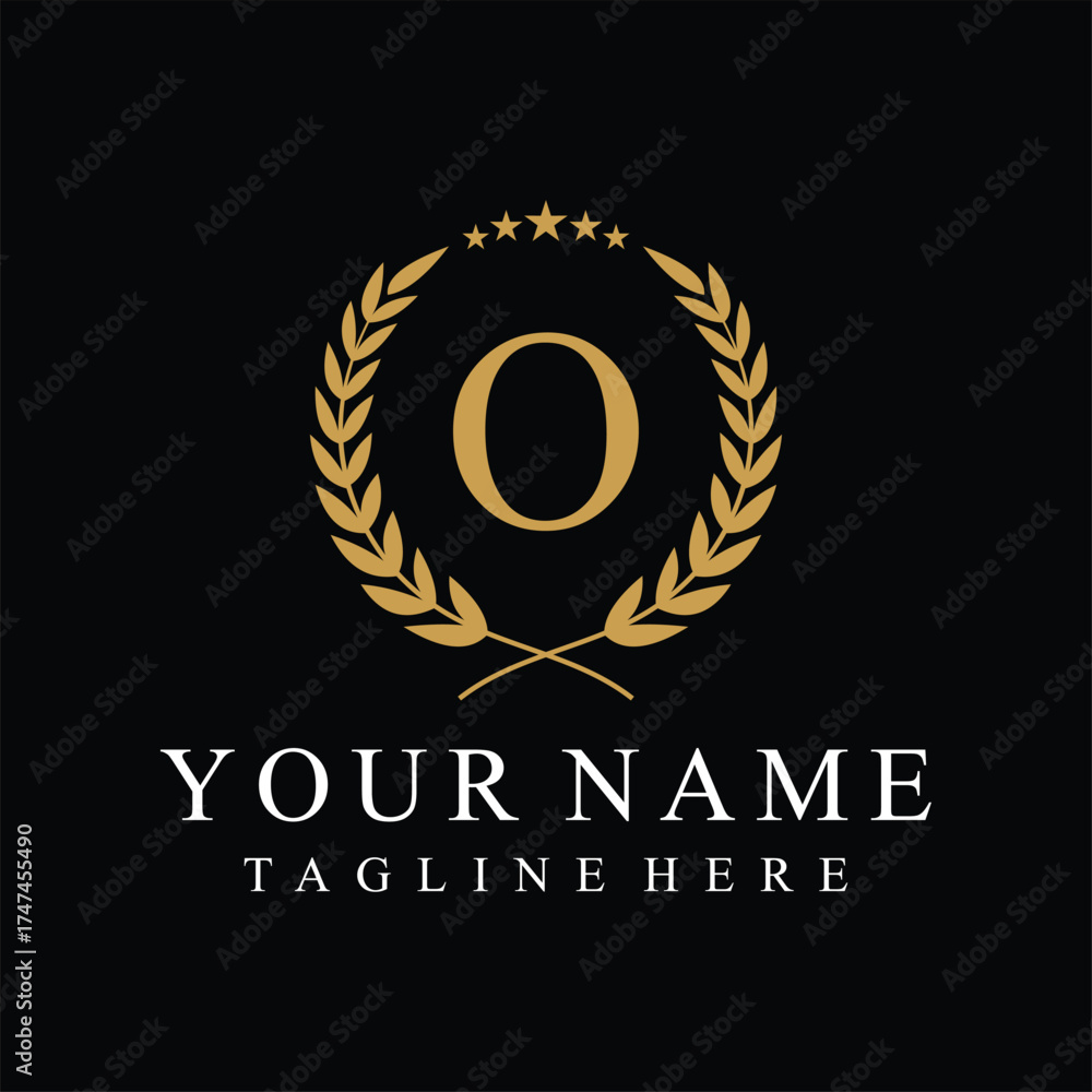 Naklejka premium Initial letter O justice legal law firm logo design, leaves and star graphic concept