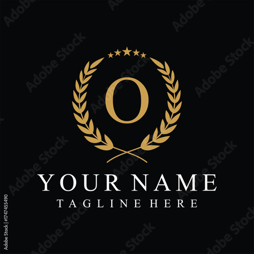 Initial letter O justice legal law firm logo design, leaves and star graphic concept