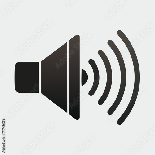 Simple speaker icon with radiating sound waves, depicting adjustable volume, audio output, and multimedia controls for web design and digital interfaces