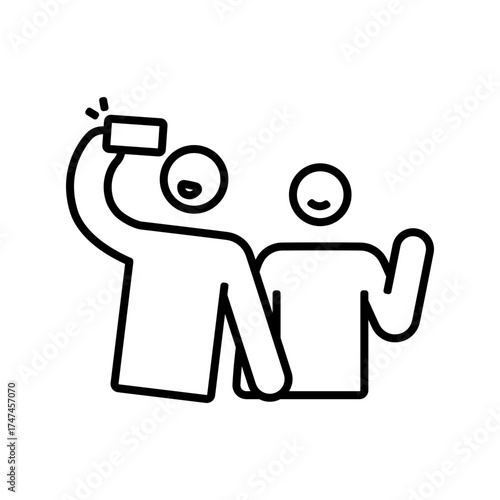 Group selfie icon, outlined style
